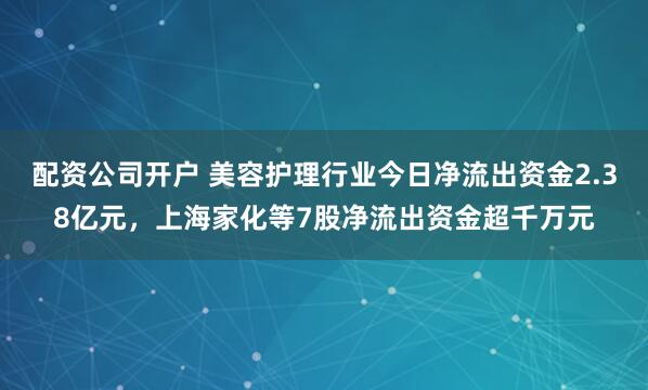 配资公司开户 美容护理行业今日净流出资金2.38亿元，上海家化等7股净流出资金超千万元